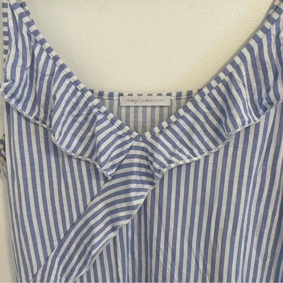 Striped Tank Top with Ruffle Modal Blend Size Small - Picture 7 of 12